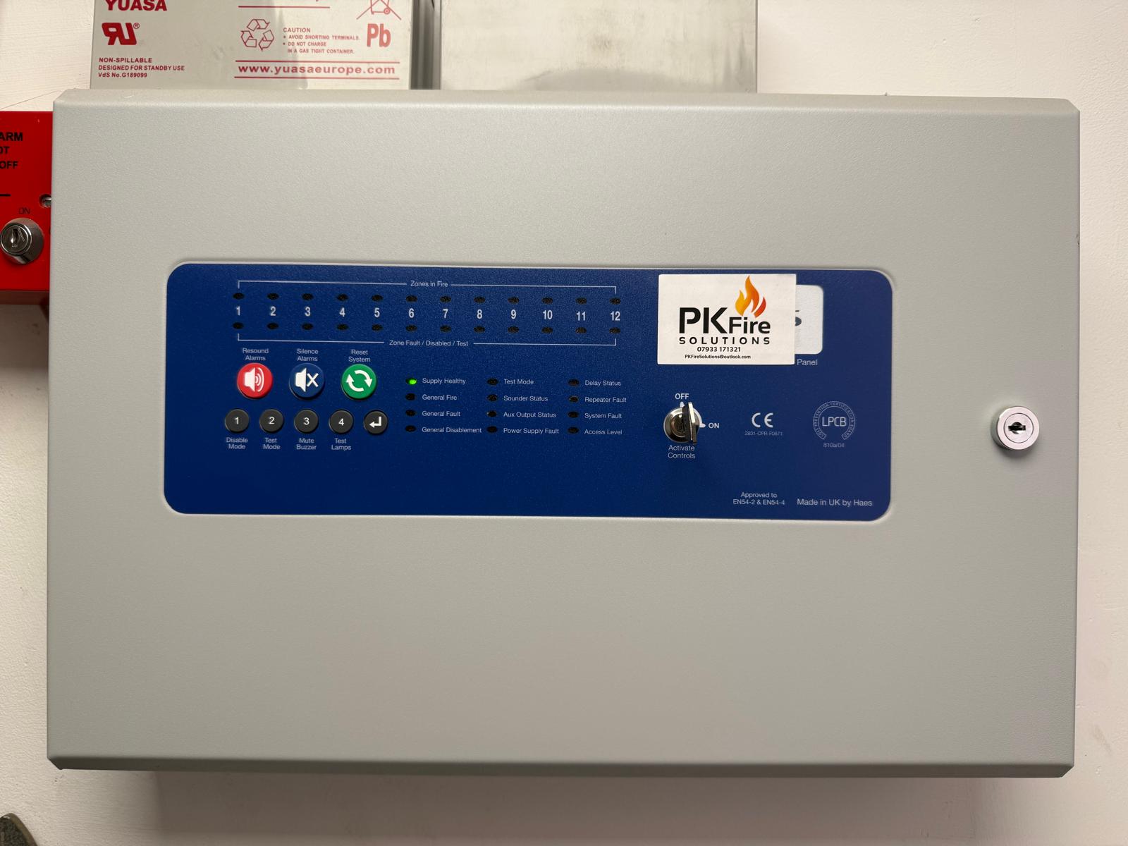 Fire alarm zone chart and control panel